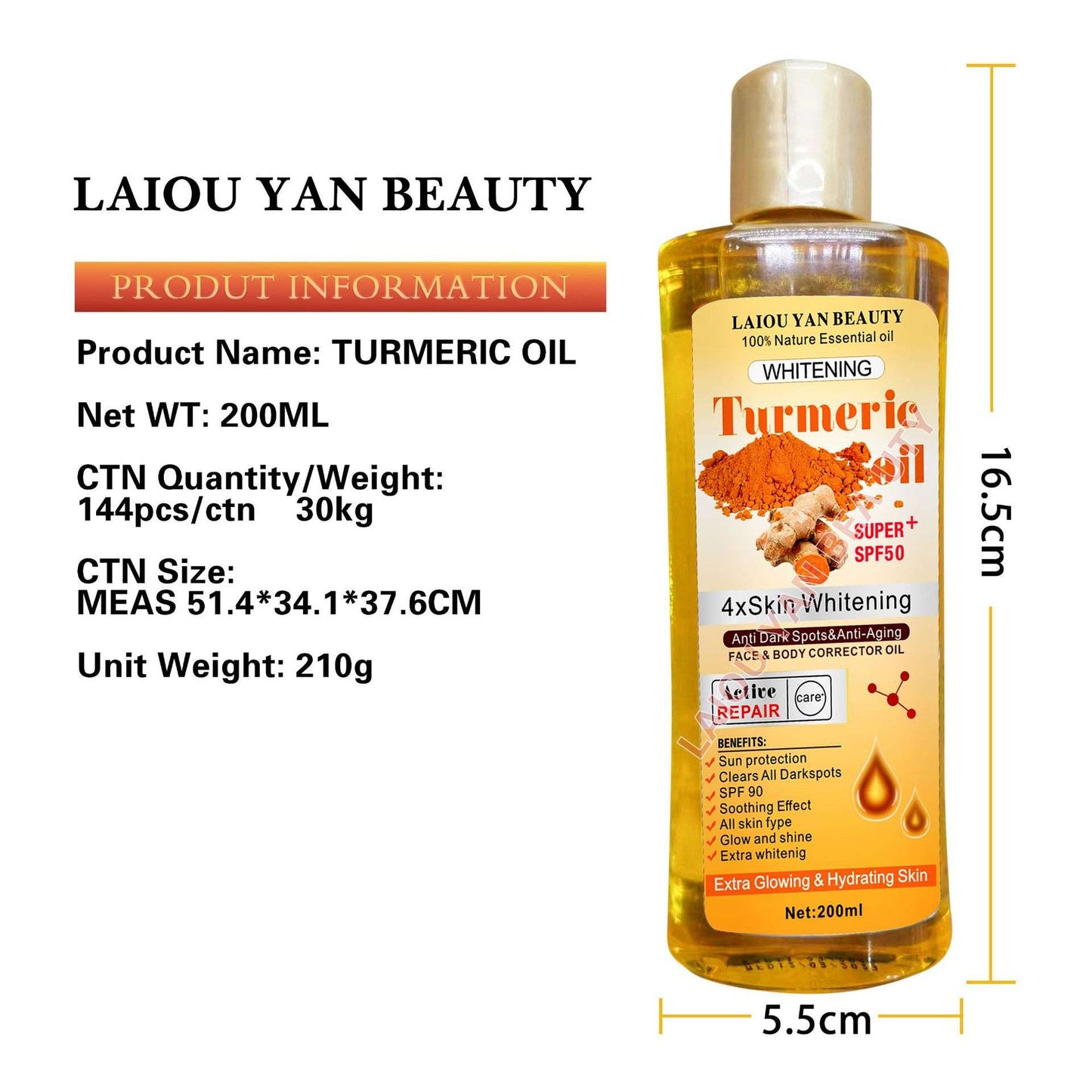 Moroccan Turmeric Essential whitening Oil 200ml