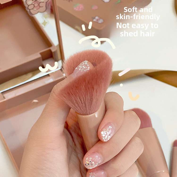 Portable 5 pcs Makeup Brush Travel suit with Mirror Compatible for daily use