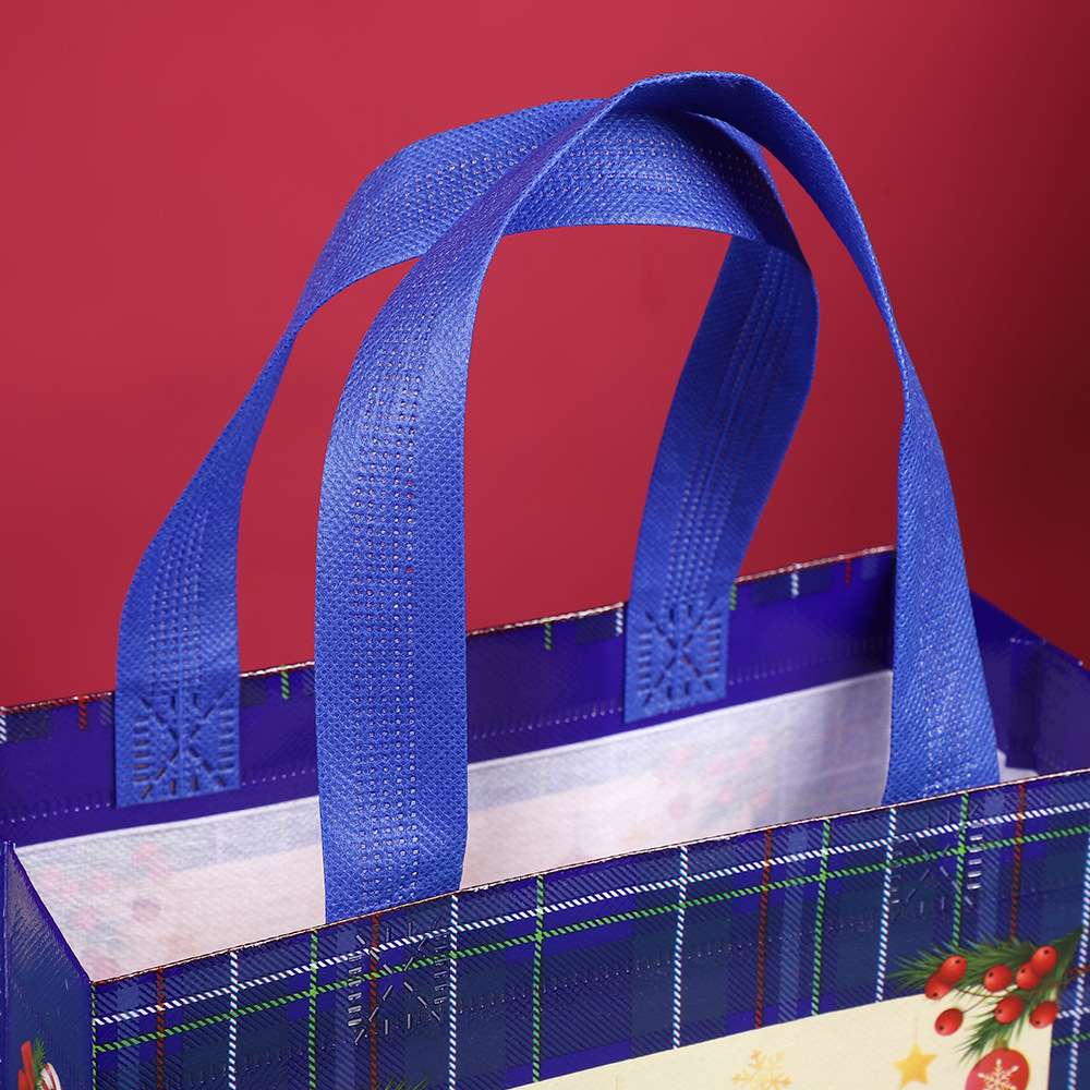 Yellow Santa with Christmas train Christmas Big gift woven bag 40cm x 36cm