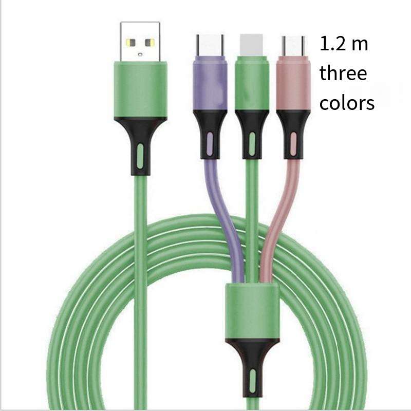 Multi colour Candy Liquid Silicone 3-in-1 Charging Cable Universal Cable