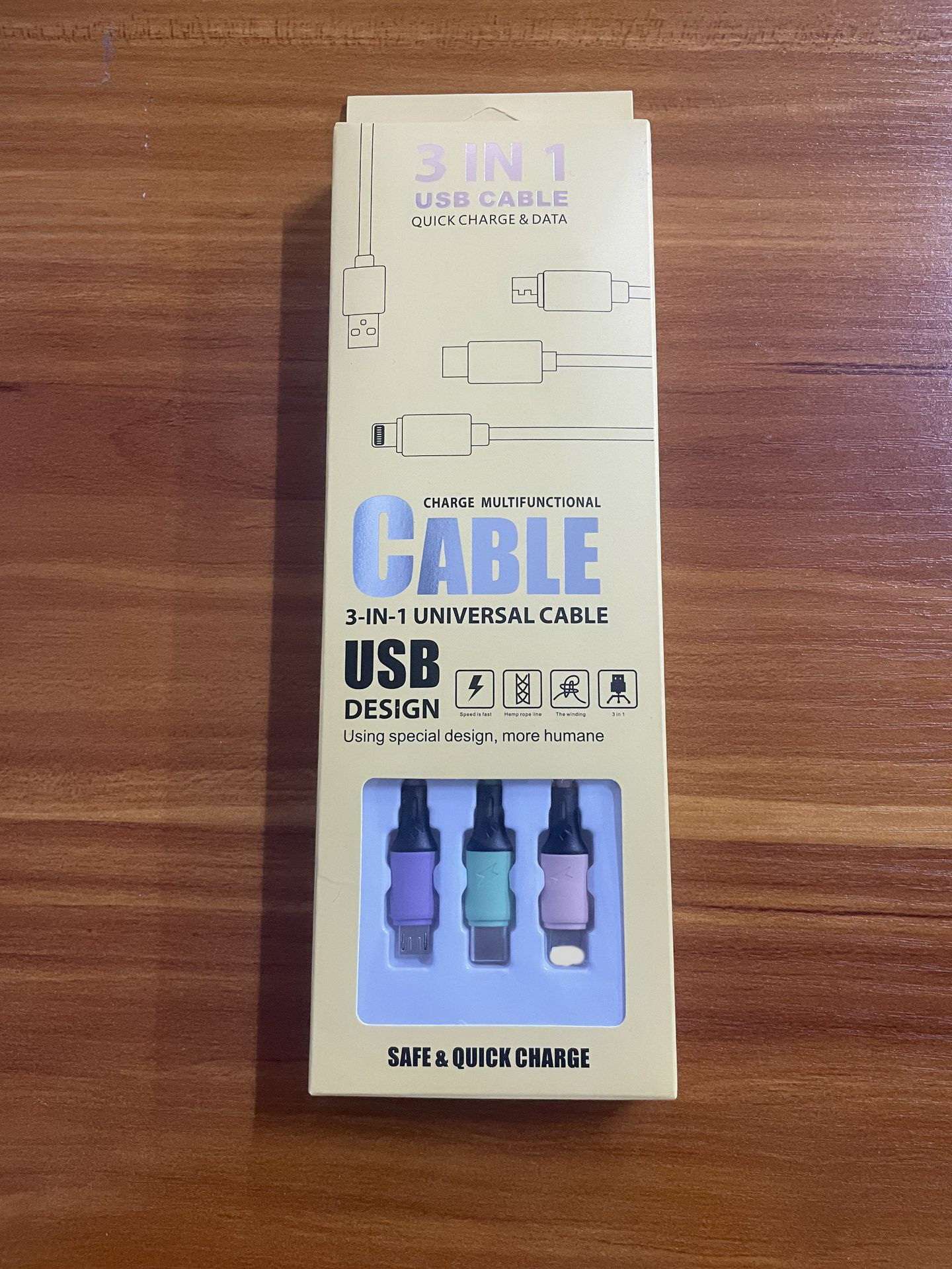 Multi colour Candy Liquid Silicone 3-in-1 Charging Cable Universal Cable