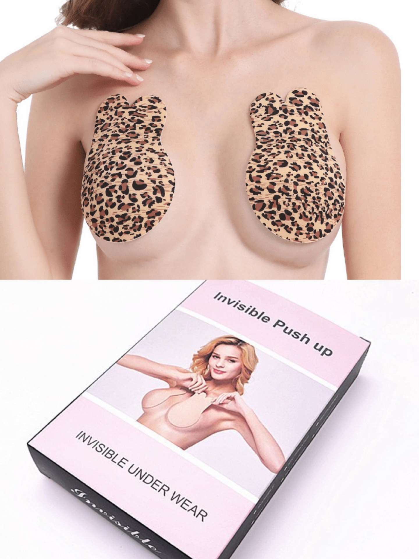 Brown leopard print/L/XL (diameter 11 cm) Rabbit ear bra
