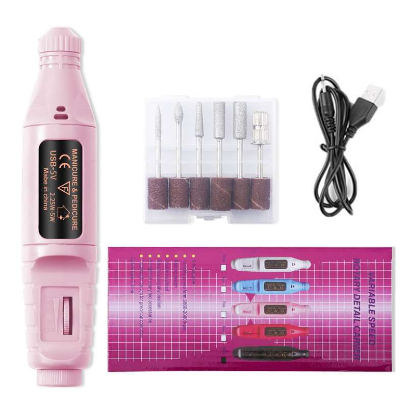 Pink Nail filer with USB cable, portable nail polisher