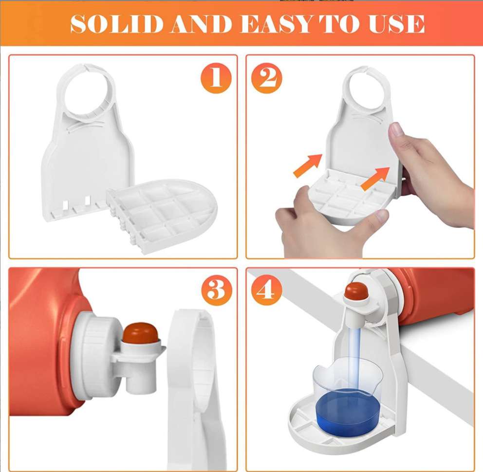 Cup holder bottle over dispenser suitable for oil, ketchup, shower gel etc Turn a bottle to dispenser