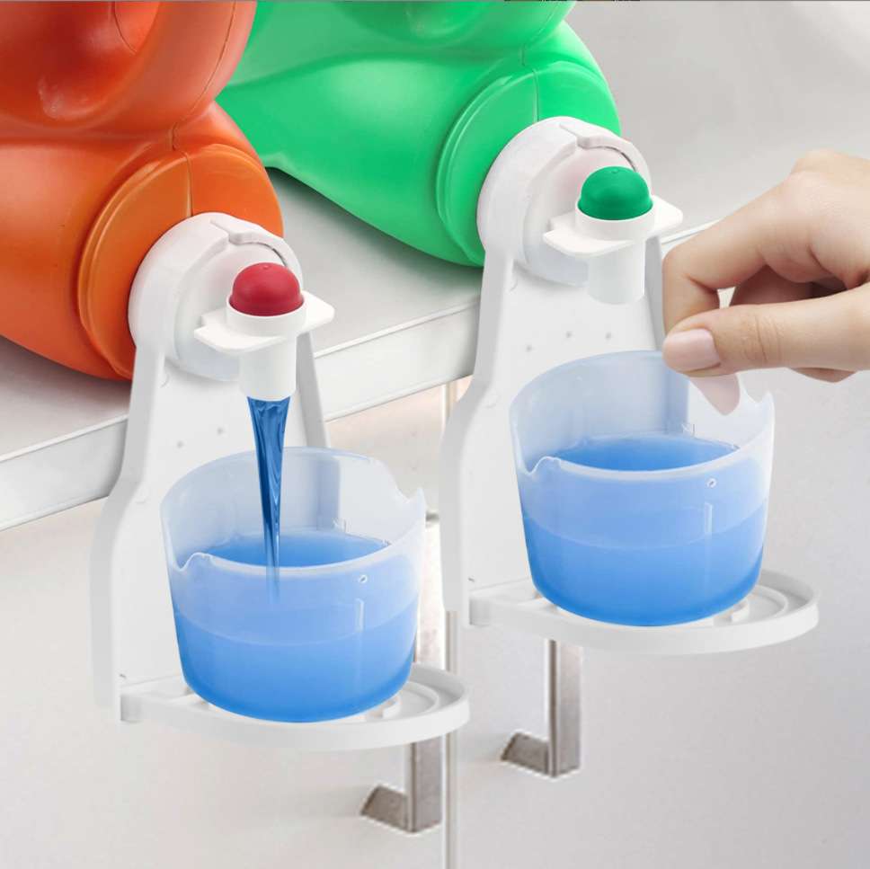 Cup holder bottle over dispenser suitable for oil, ketchup, shower gel etc Turn a bottle to dispenser