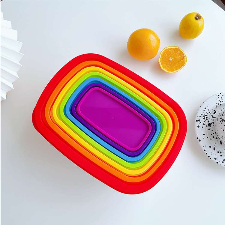 rectangle Seven piece rainbow fresh-keeping box storage box