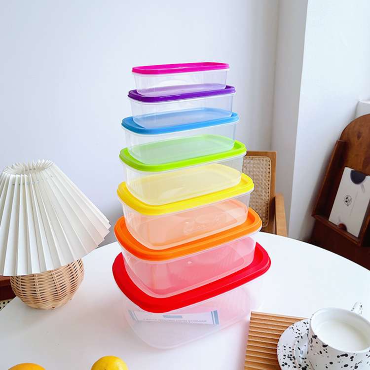 rectangle Seven piece rainbow fresh-keeping box storage box