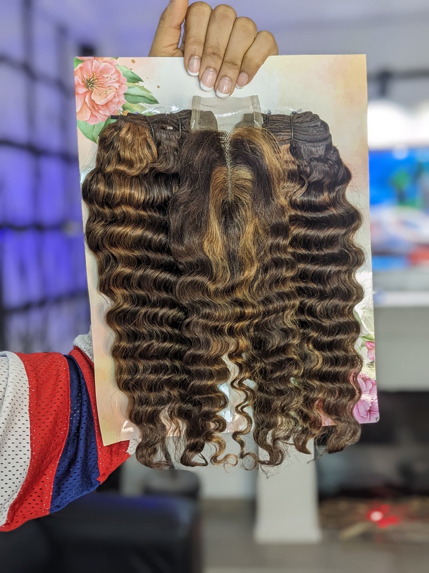 100% Human hair 12inches Deep wave with closure SKU981