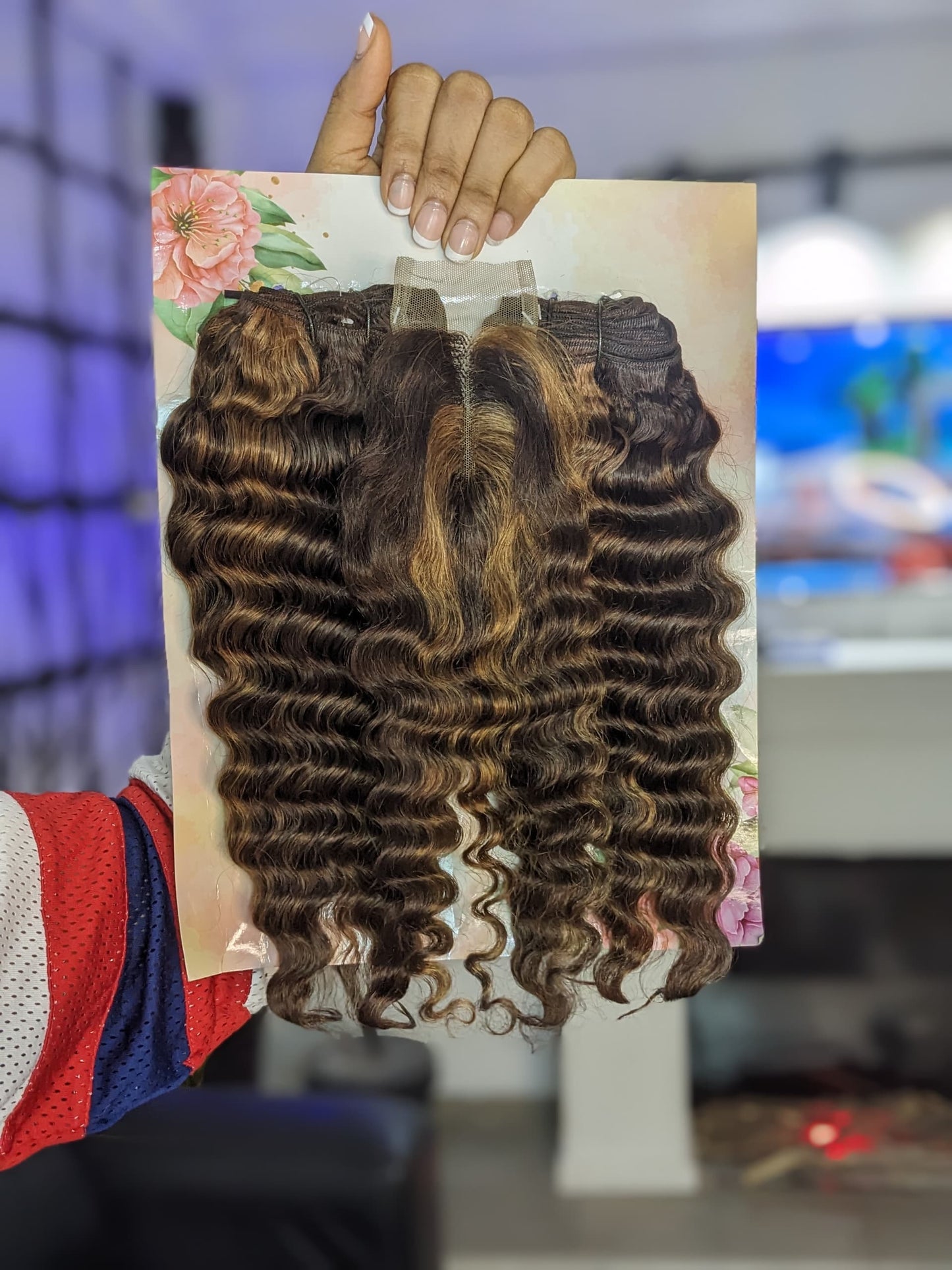 100% Human hair 12inches Deep wave with closure SKU981
