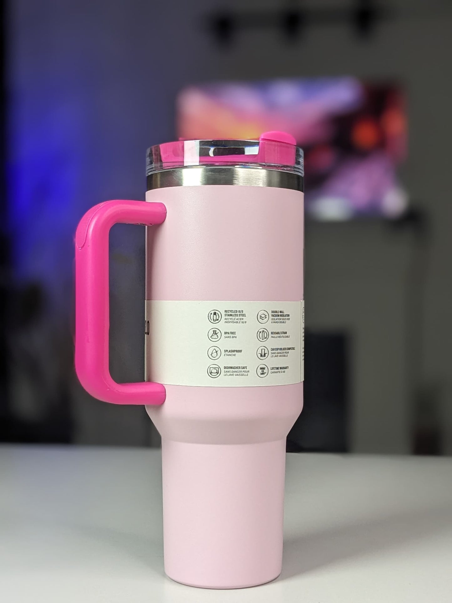 Original Stanley Quencher H2.0 Flowstate thumblr Cup - Flamingo pink