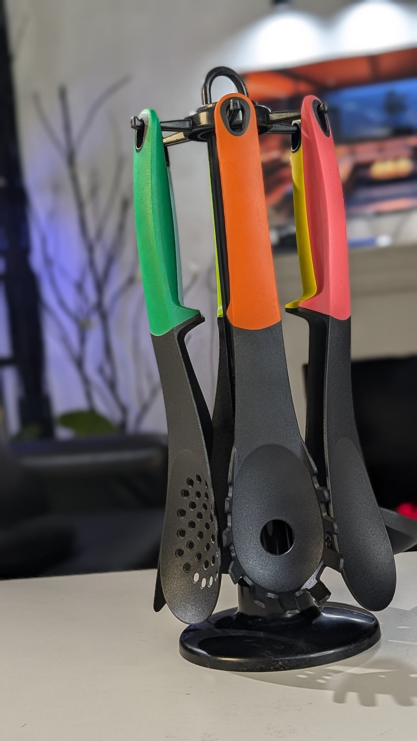 Plastic Silicone Cooking Spoon set with free spoon holder