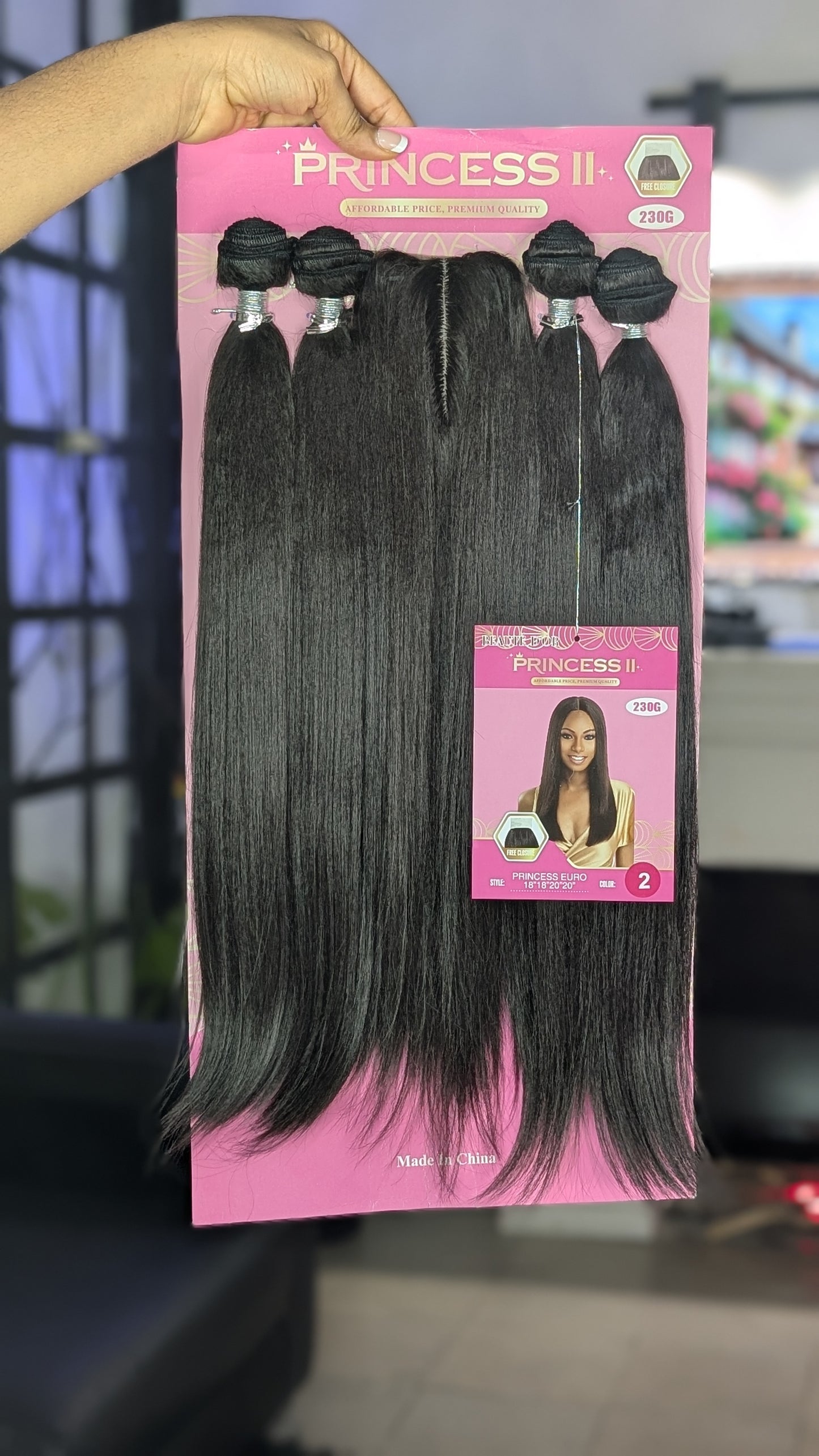 Princess Silky Euro Kim K closure + 4 Bundle 18"+18"+20"+20" with factory closure SEK99