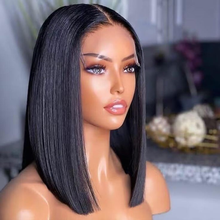 Bob wig with human hair texture