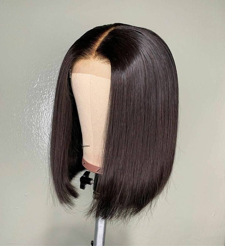 Bob wig with human hair texture