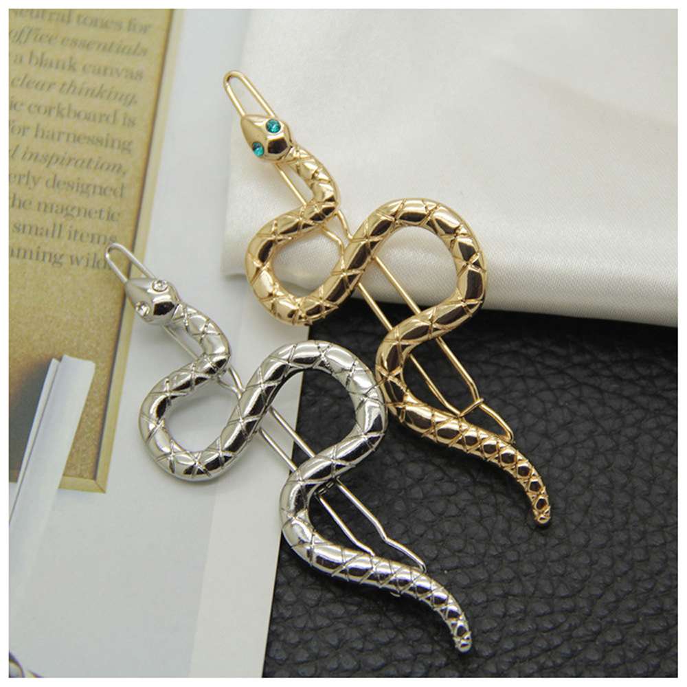 Silver snake-shaped hairpin
