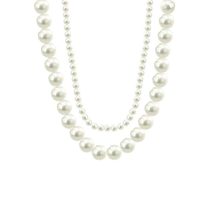 CO80 French Retro Double-Layered Pearl Necklace