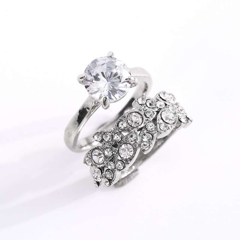 Belle Diamond Silver Sterling Engagement ring | Adjustable Opening ring fit all finger sizes