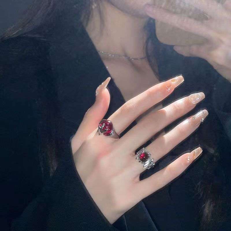 2 in 1 Ruby Ring Set Handmade Ring | High-end Luxury Jewelry Adjustable universal sizing Ring