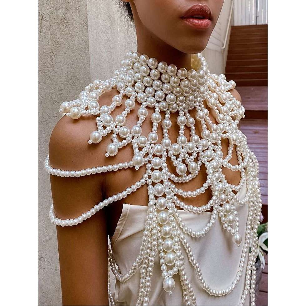 High Quality pearl hand-woven ladies tassel body chain