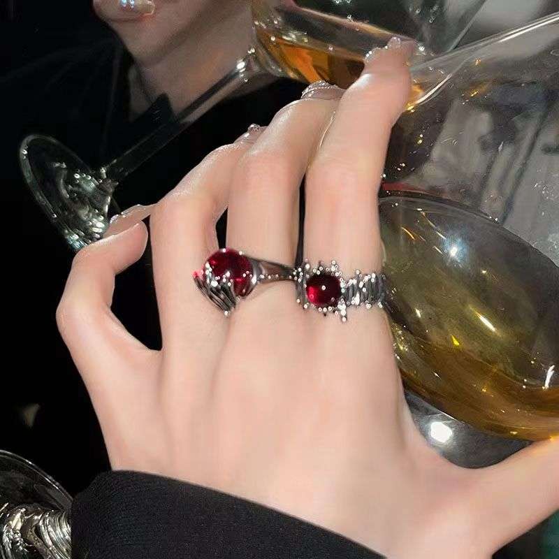 2 in 1 Ruby Ring Set Handmade Ring | High-end Luxury Jewelry Adjustable universal sizing Ring