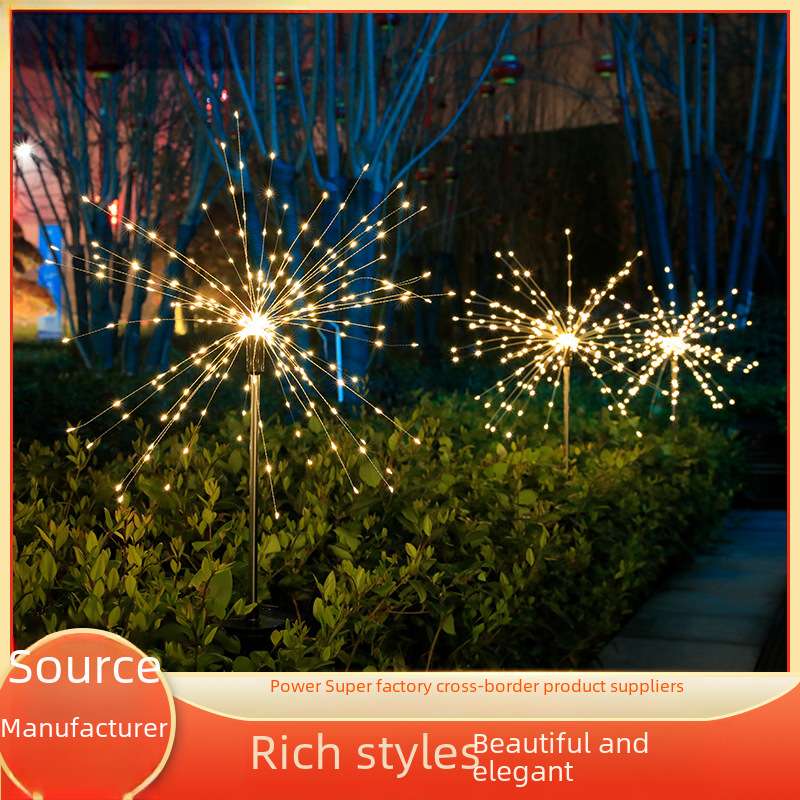 Solar Energy Plated Fireworks LED Gipsophila Copper Wire Flashing Light Outdoor Waterproof Lawn Courtyard Decorative Lantern