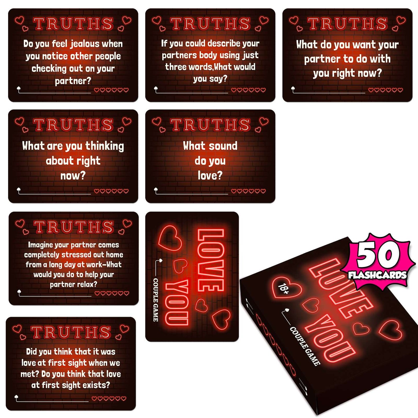 +18 Love you Truth or Dare Adult Cards | Fun Game cards