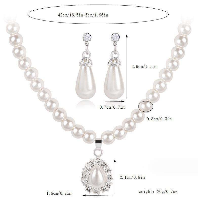 Tear drop pearl necklace and earrings set