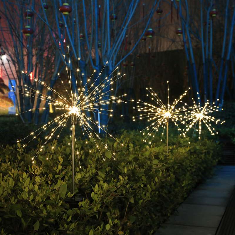 Solar Energy Plated Fireworks LED Gipsophila Copper Wire Flashing Light Outdoor Waterproof Lawn Courtyard Decorative Lantern