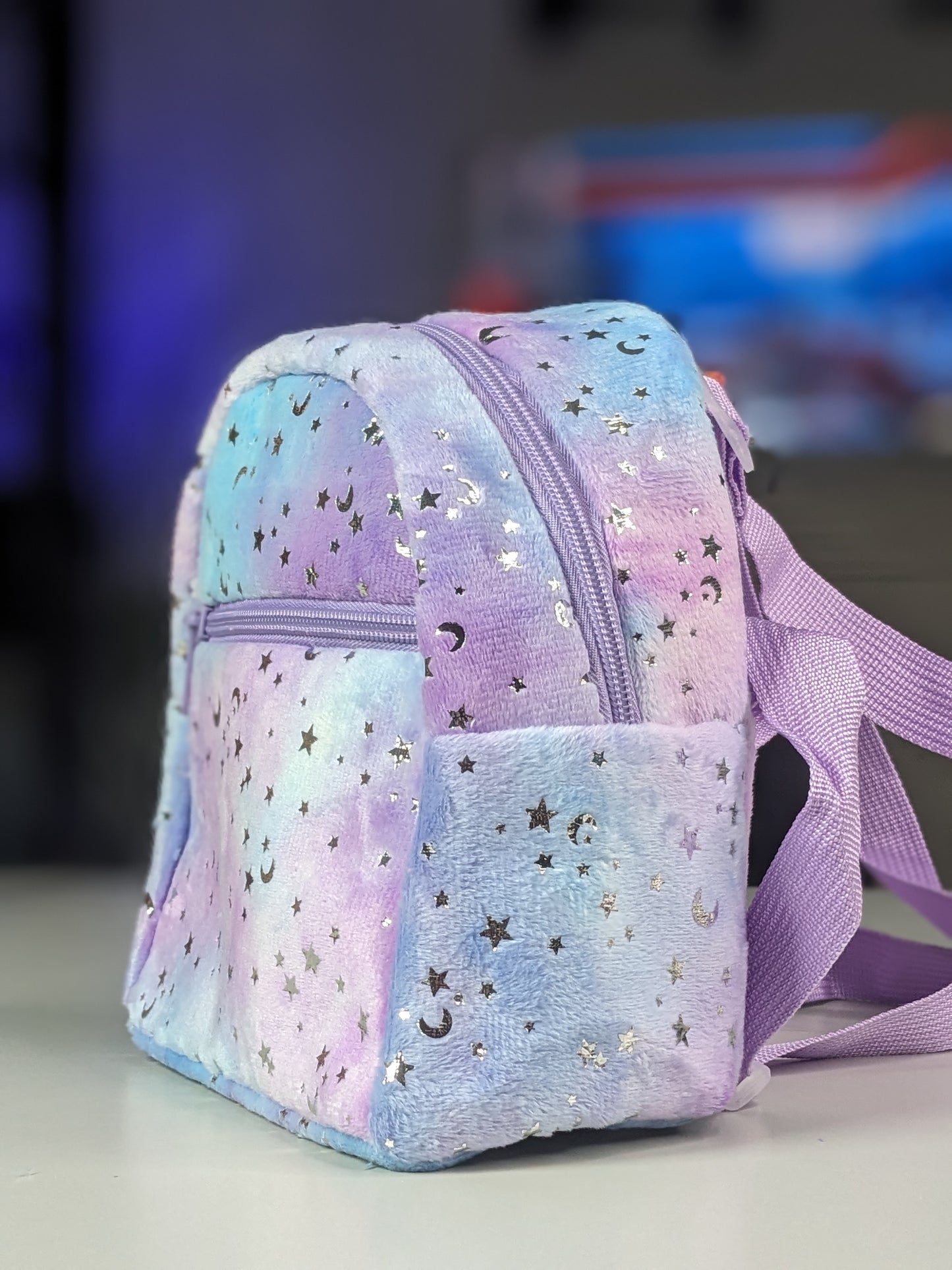 Purple moon and star make-up bag (22 × 22cm)