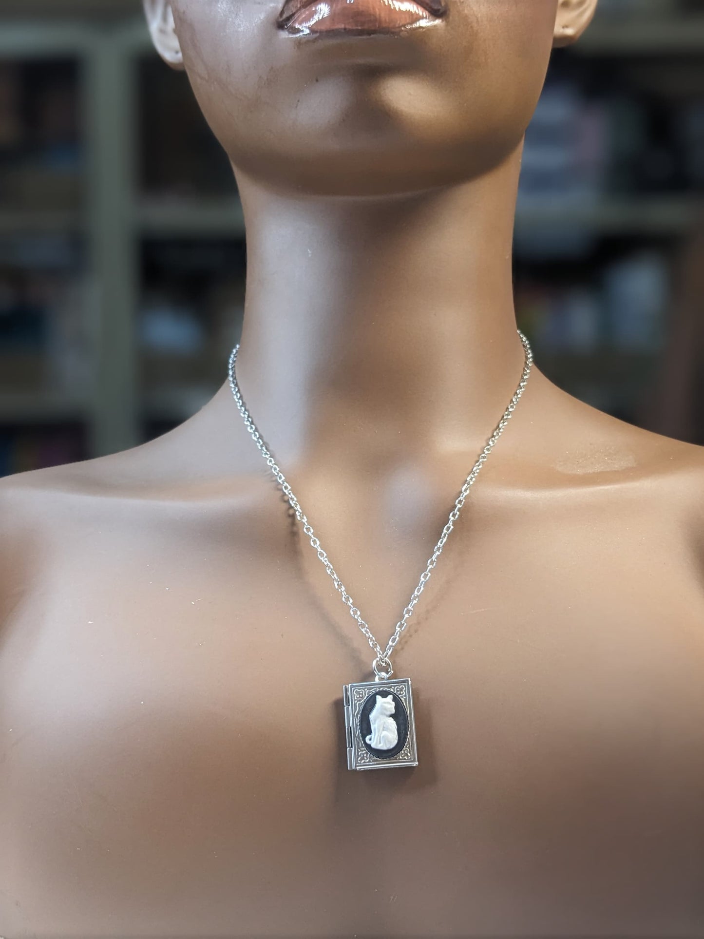 Cat Book Picture Locket necklace necklace