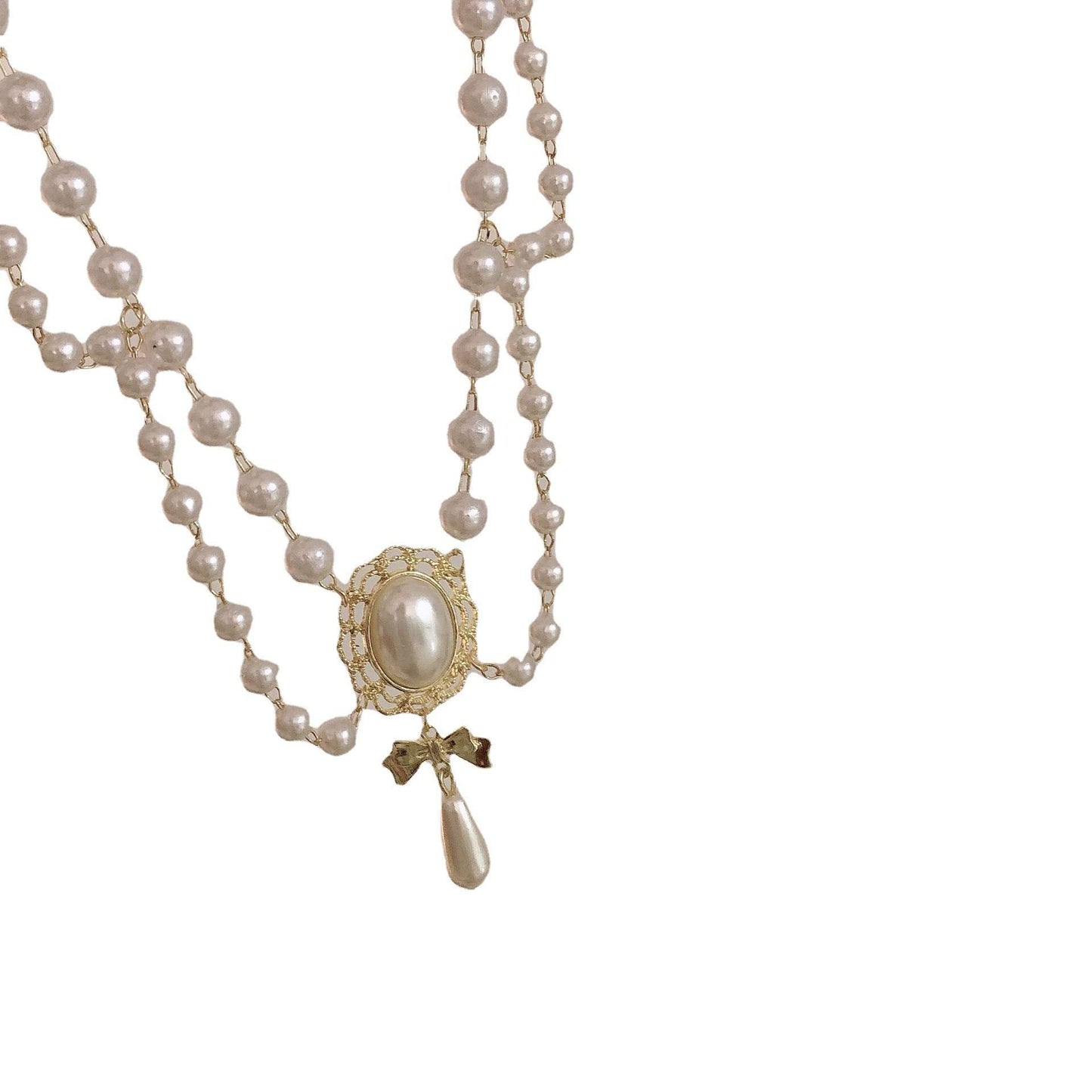 C123 Vintage Baroque Pearl Tassel Necklace Bridal Banquet Elegant Fashion Collarbone Necklace choker Accessories