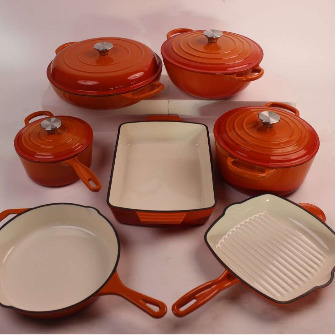 Orange Exclusive Cast Iron Enamel Pot 7 pieces set