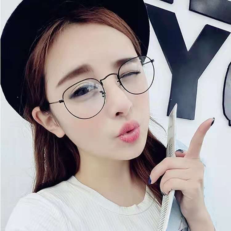 377 Korean Student oval flat mirror European Street Fashion with anti-blue light protection