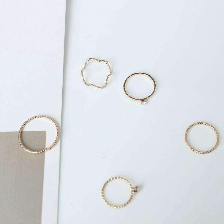 DO21 Korean Wave Five-piece Set Personality Fashion Ring 5-piece Set knuckle ring