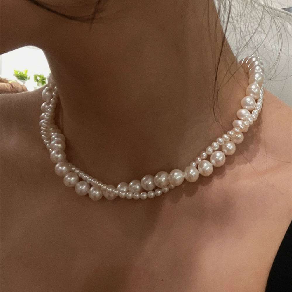 CO80 French Retro Double-Layered Pearl Necklace