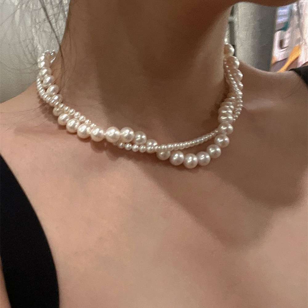 CO80 French Retro Double-Layered Pearl Necklace