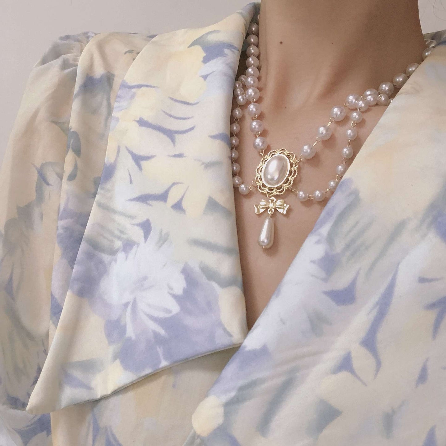 C123 Vintage Baroque Pearl Tassel Necklace Bridal Banquet Elegant Fashion Collarbone Necklace choker Accessories
