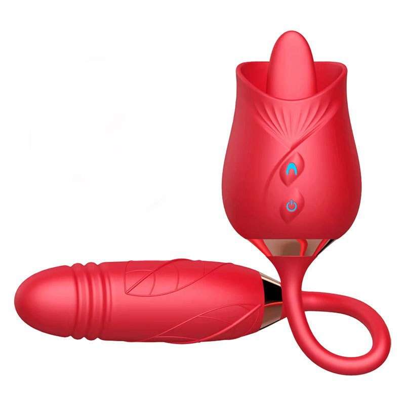 Rose & dildo 2 in 1 vibrator