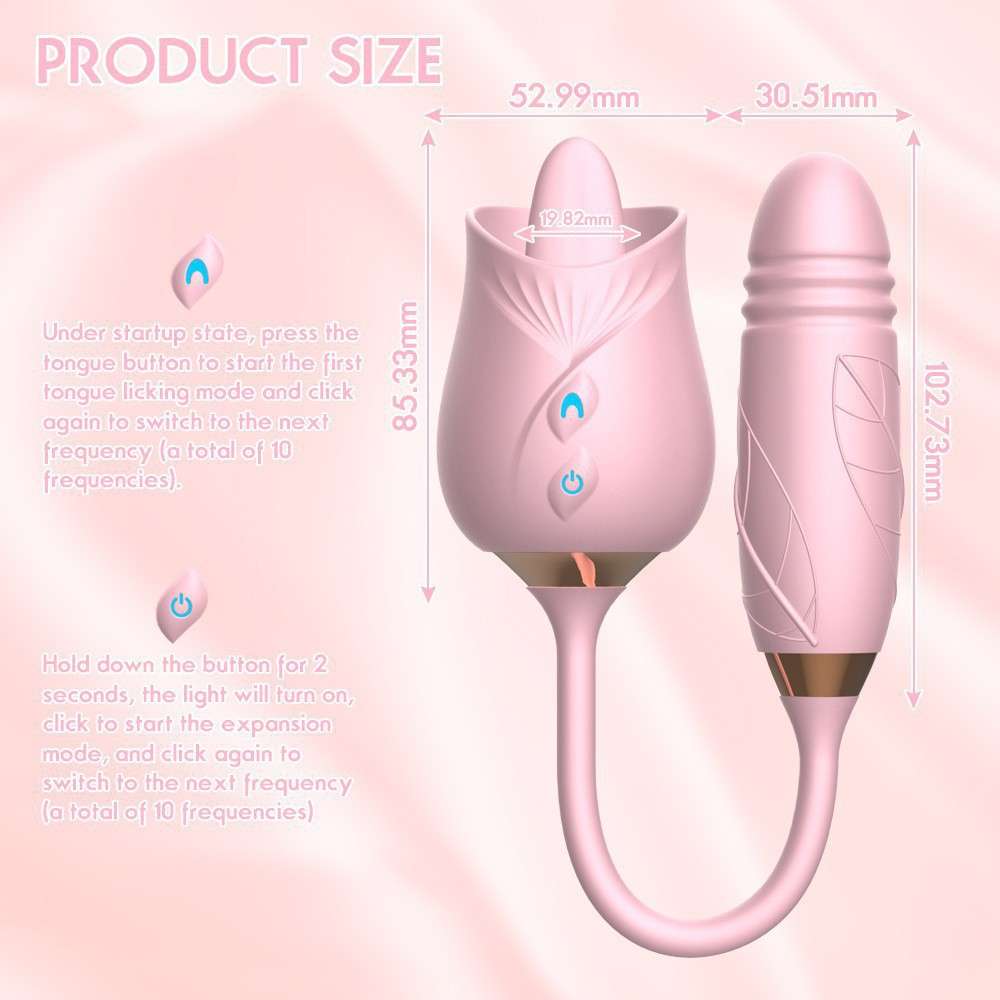 Rose & dildo 2 in 1 vibrator