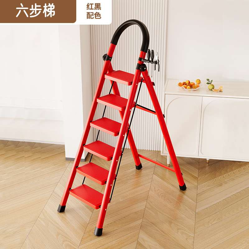 red-six-step ladder Carbon Steel house hold ladder