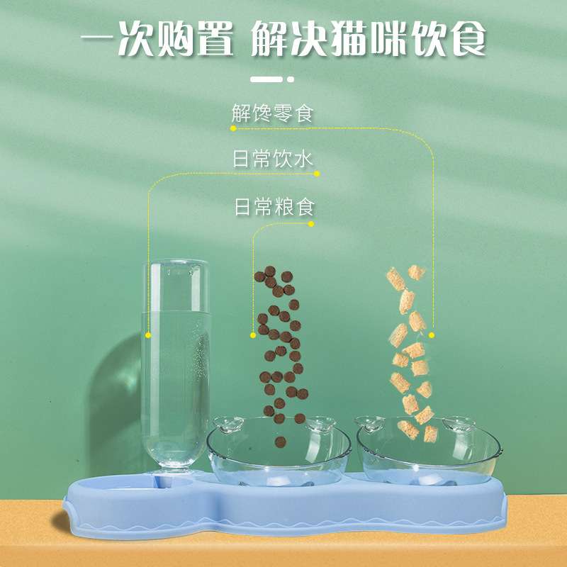 Blue Coco double pet feeder with free self dispenser bottle