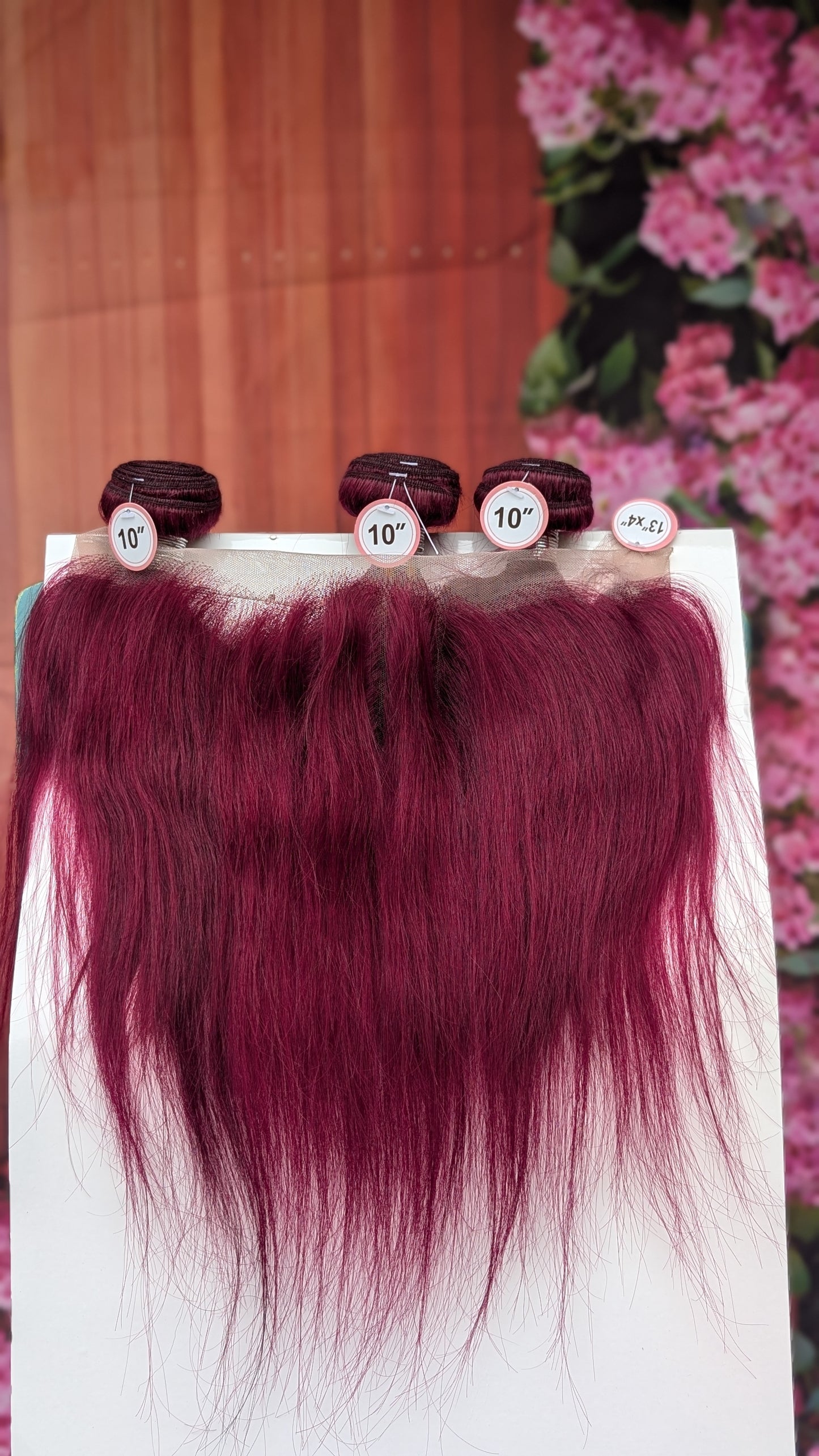 Glam wine Peruvian hair 10inches 3 bundles and full frontal 13 x4