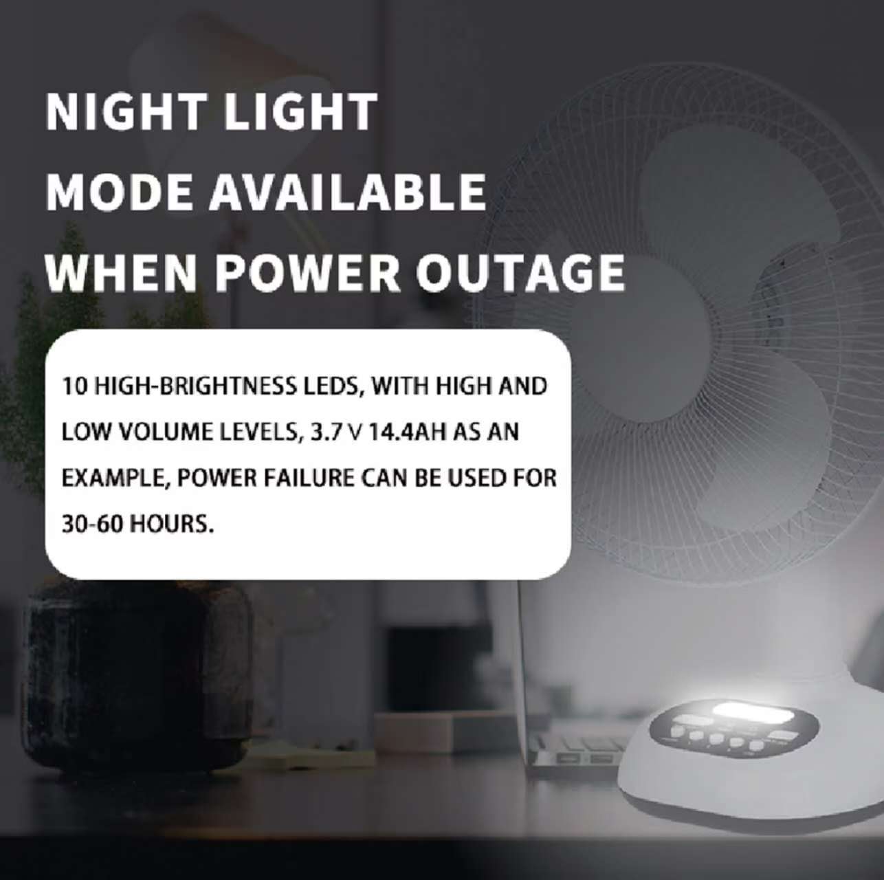 PUREVIEW 12 inch USB solar fan charging head with lamp desk fan solar fan ( battery life 9- 20hours)