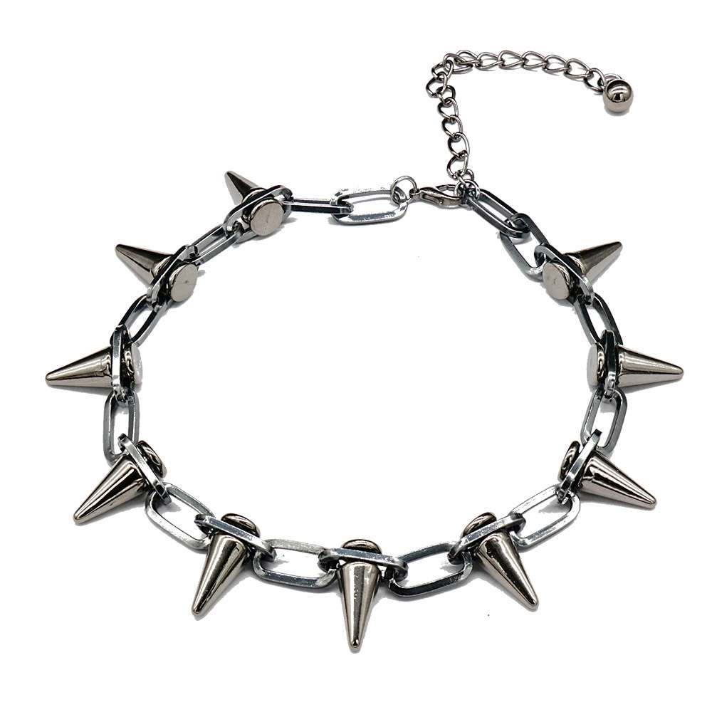 Unisex Black punk spike necklace