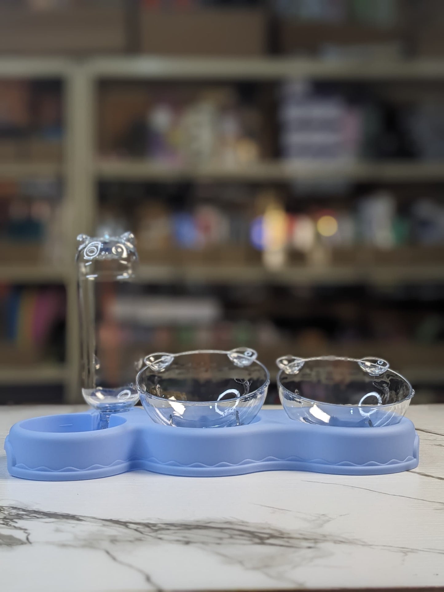 Blue Coco double pet feeder with free self dispenser bottle