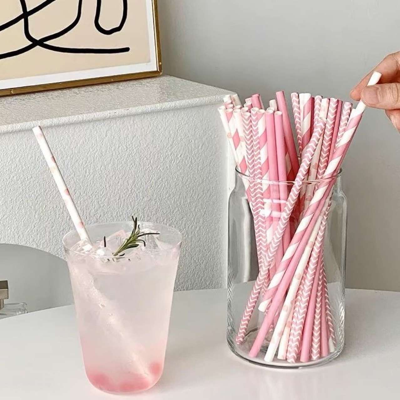 Pink wave - Asthetic Paper Straw 25pcs