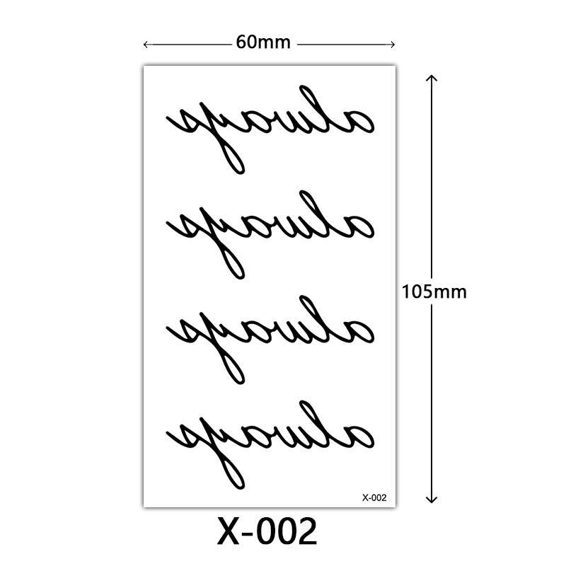 X-002 ; Waterproof Temporary tattoo Dimensions: 60*1 05mm;