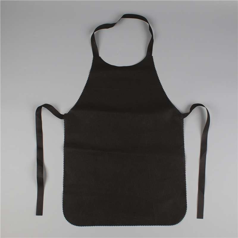 Black woven apron printed