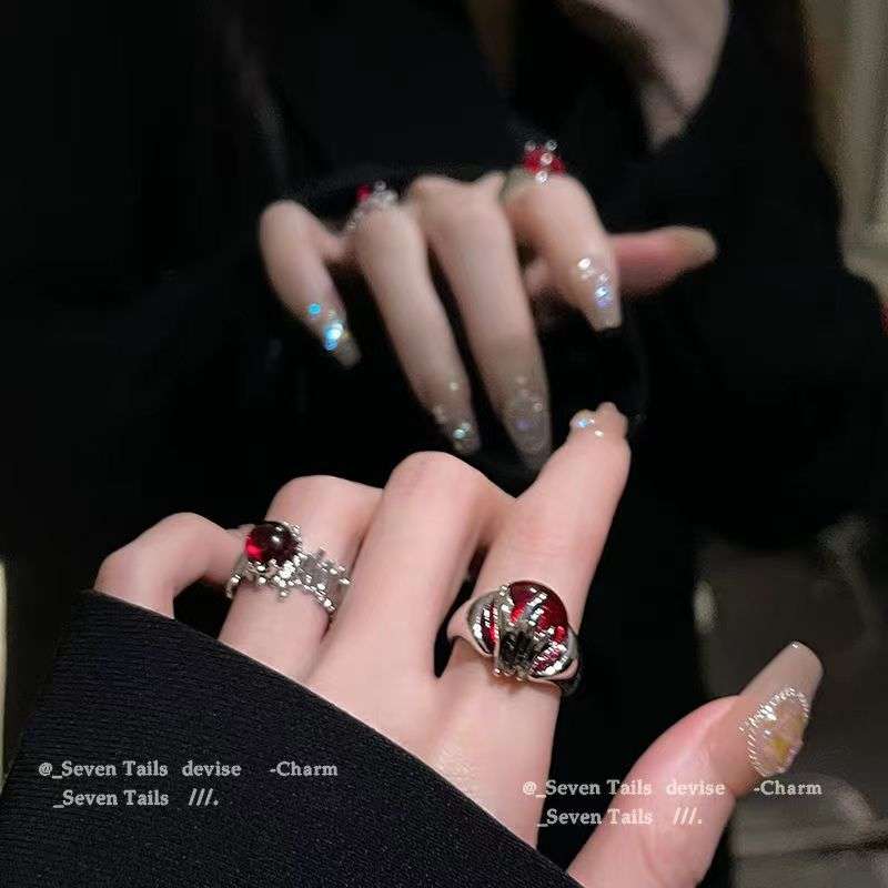 2 in 1 Ruby Ring Set Handmade Ring | High-end Luxury Jewelry Adjustable universal sizing Ring