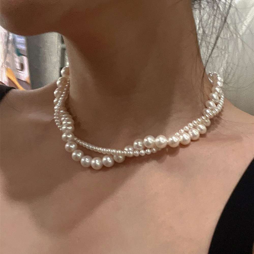 CO80 French Retro Double-Layered Pearl Necklace